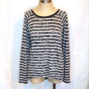 Cato Striped Long Sleeve Elbow Patches Knit Sweater Size Small